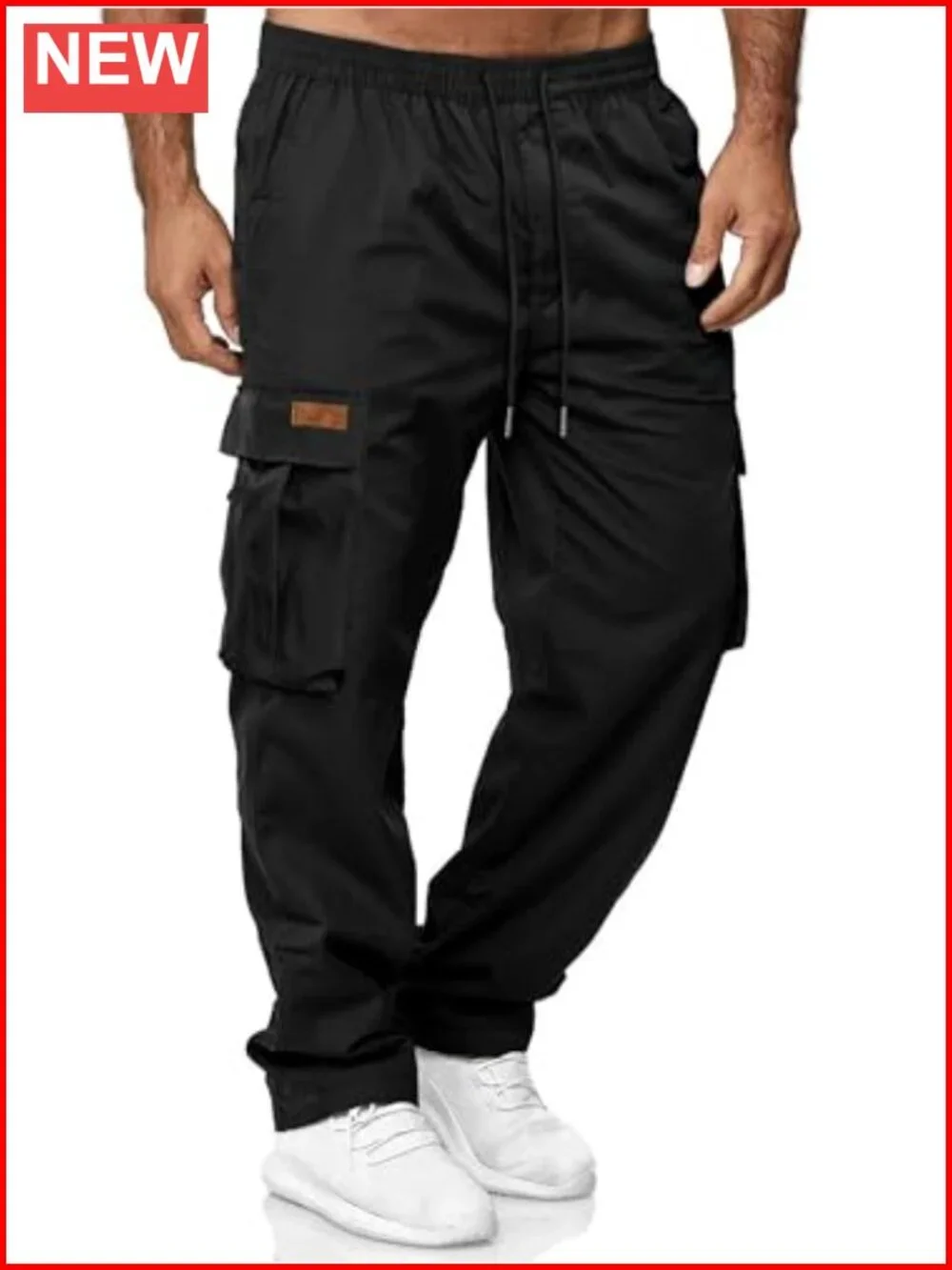 Men's Cargo Sweatpants Drawstring Joggers Hiking Tactical Pants with Pockets